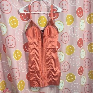 Urban Outfitters Satin Orange Slip Dress